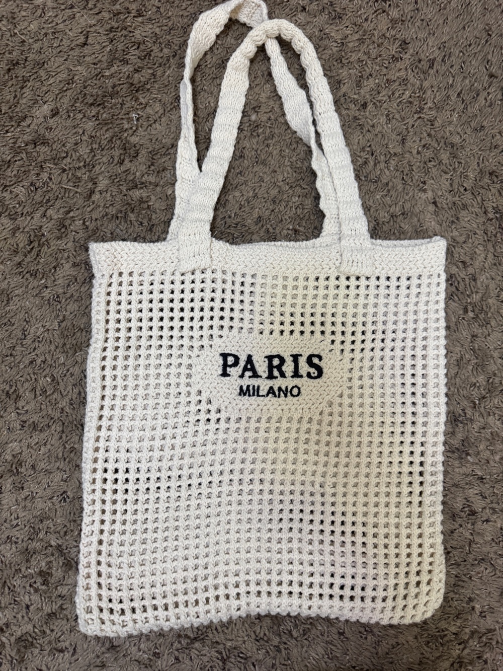 Crochet Tote Bag in Cream